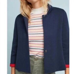 MOTH S Navy/Red Amoruso Cardigan Jacket Single Snap Collar
